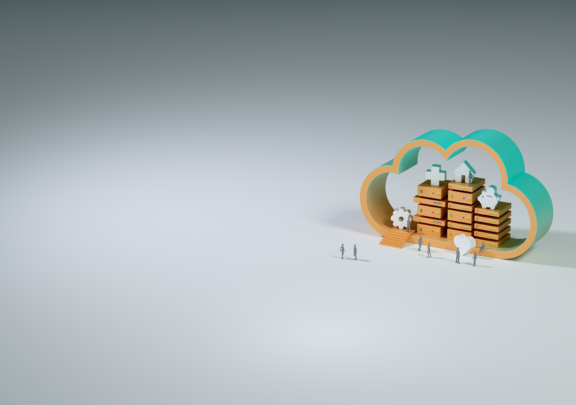 Grå bakgrund med illustration av ett moln som illustrerar SecureAppbox tjänster 3D format